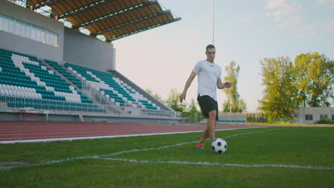 Slow-motion-professional-Soccer-Player-heading-the-ball-in-gear-at-the-stadium.-Soccer-Football-Player-making-Header.-Soccer-Football-Player-making-Header.